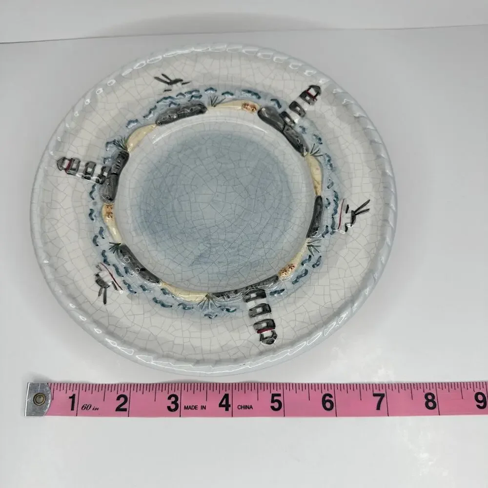 Vintage Yankee Candle Plate Set Lighthouse Beach Birds FLAWED - Picture 9 of 9